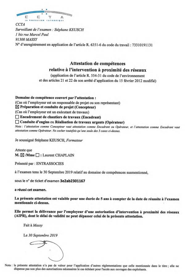 Certification AIPR Conceoteur - Géomètre expert en Essonne - ATM Expertise