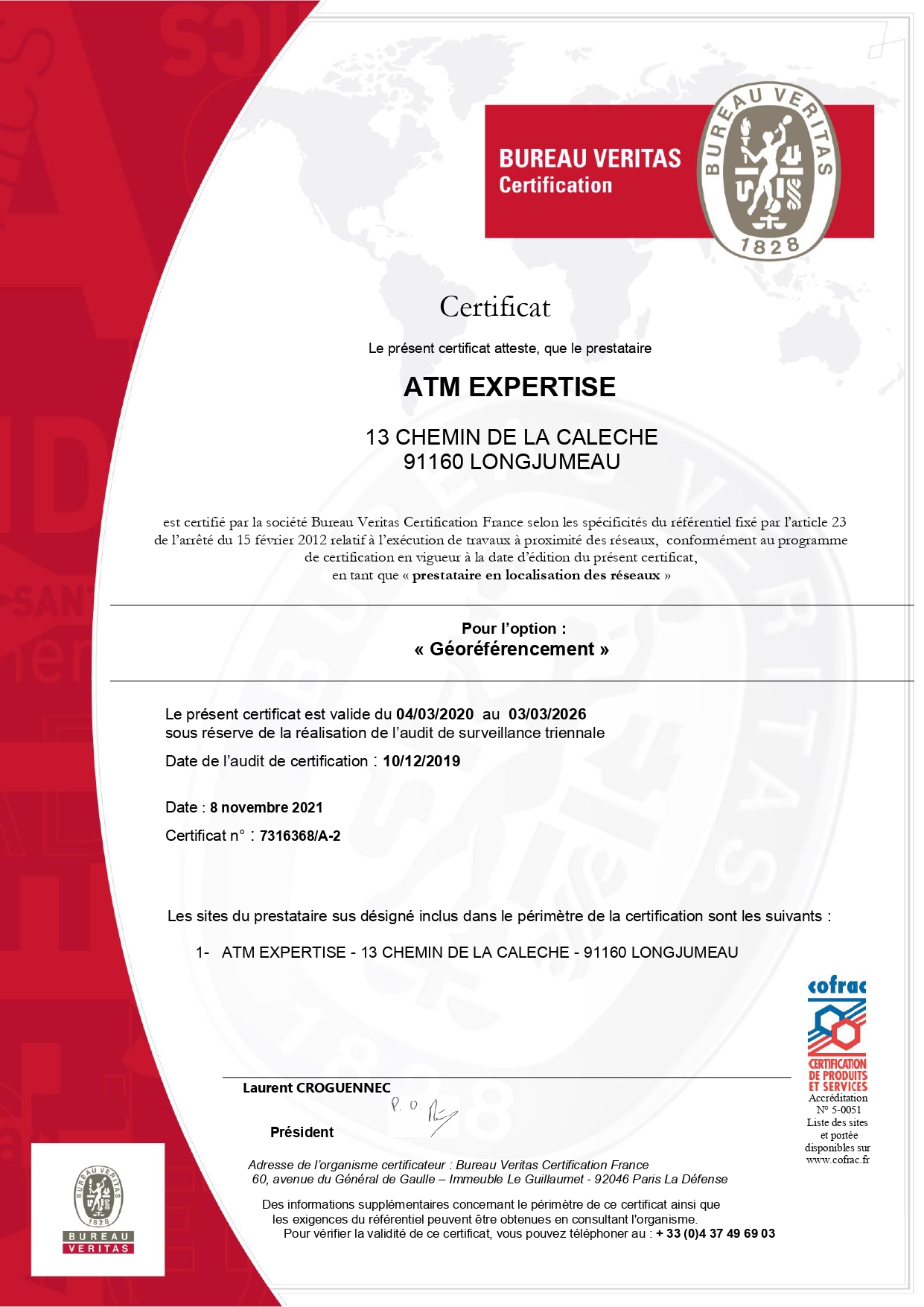 ATM EXPERTISE Certificat 7316368-A2